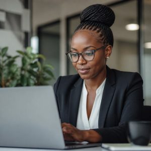 Black South African financial-services professionals meeting in a contemporary office